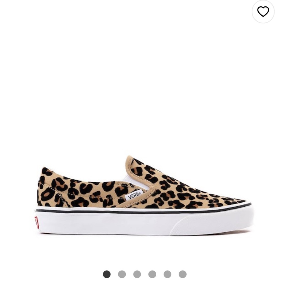 Vans Tan and Black Leopard Slip-Ons